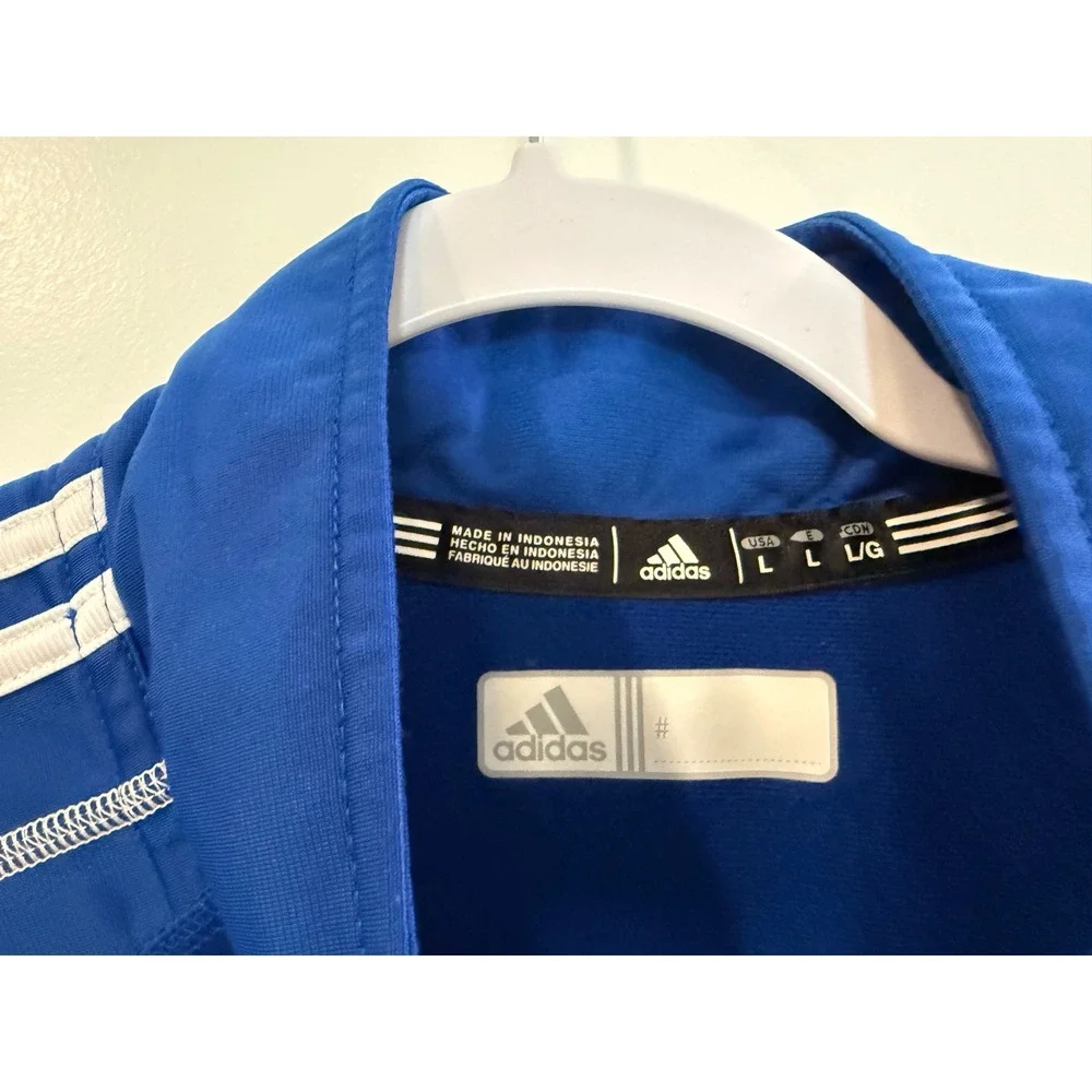 Adidas Kansas Jayhawks Track Jacket Men Large Royal Blue Full Zip NCAA KU Stripe